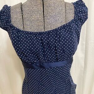 NWOT Large Hollister Navy Polka Dot Tie Babydoll Top 🫐